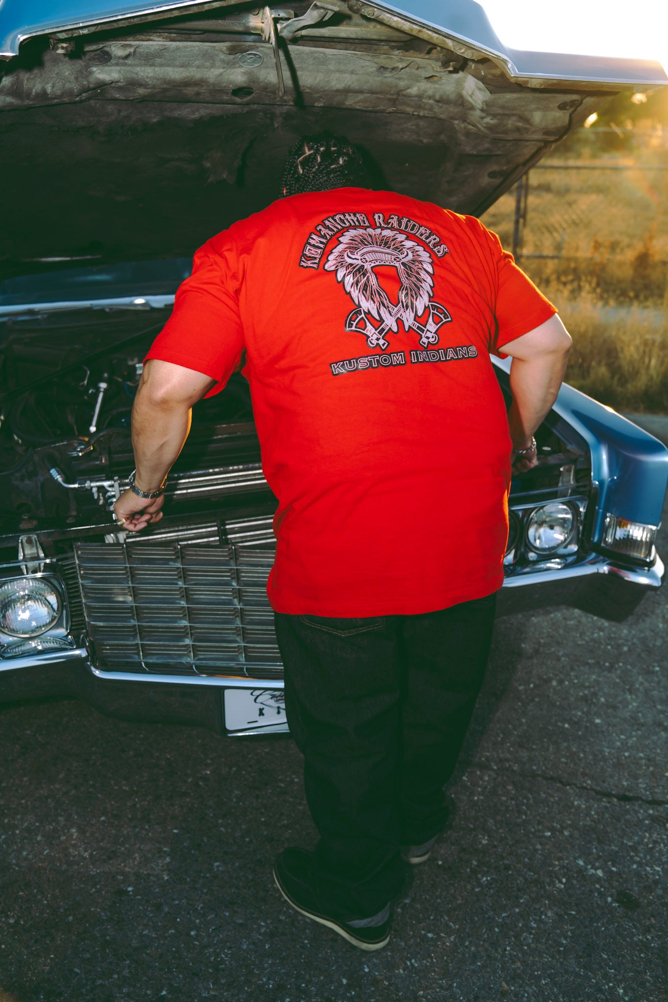 Fire Red Tee w/ Stone Grey/Black Logo