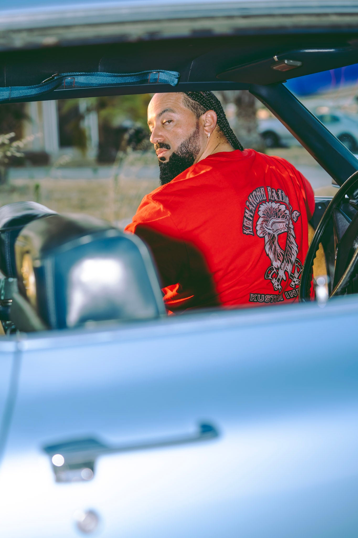 Fire Red Tee w/ Stone Grey/Black Logo